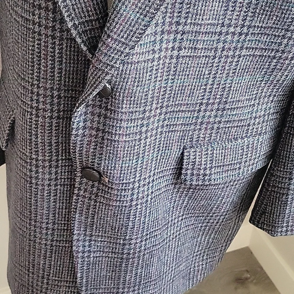 Vintage Woolrich Blazer Plaid Wool Blue Multicolor Excellent Condition